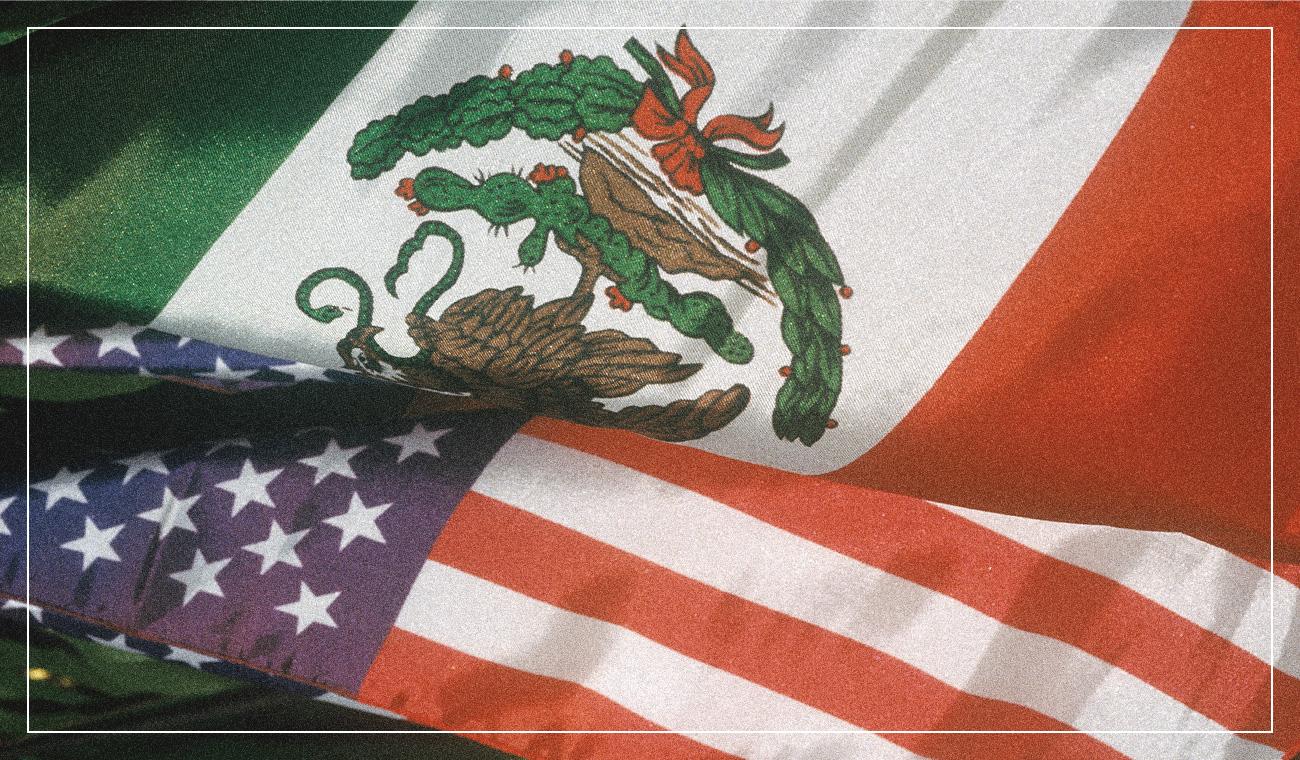 Flags of USA and Mexico 
